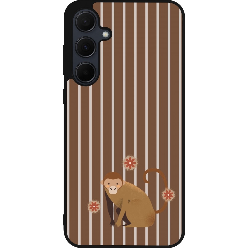 Coque Samsung Galaxy A35 5G - Silicone rigide noir Monkey with stripes