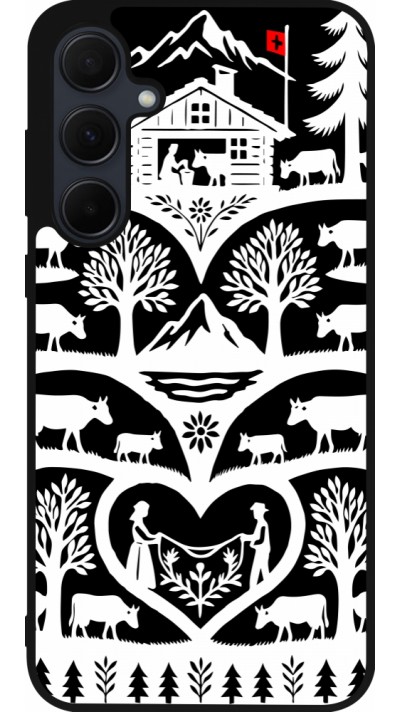 Coque Samsung Galaxy A35 5G - Silicone rigide noir Poya Suisse 2 noir