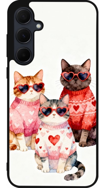 Samsung Galaxy A35 5G Case Hülle - Silikon schwarz Saint Valentines Day 26 Cat Love