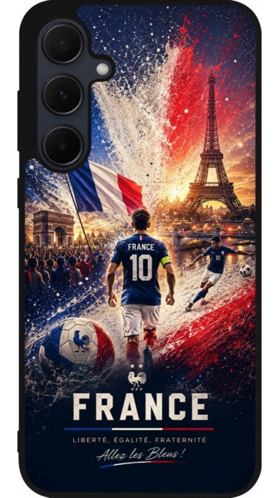Coque Samsung Galaxy A35 5G - Silicone rigide noir Football France splash 2026