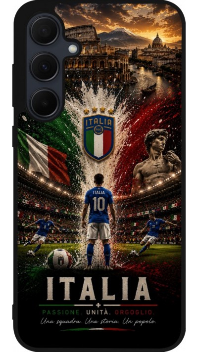 Coque Samsung Galaxy A35 5G - Silicone rigide noir Football Italie splash 2026