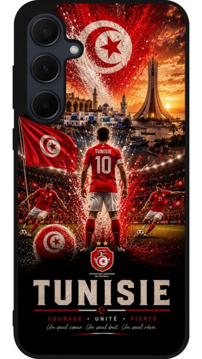 Coque Samsung Galaxy A35 5G - Silicone rigide noir Football Tunisie splash 2026