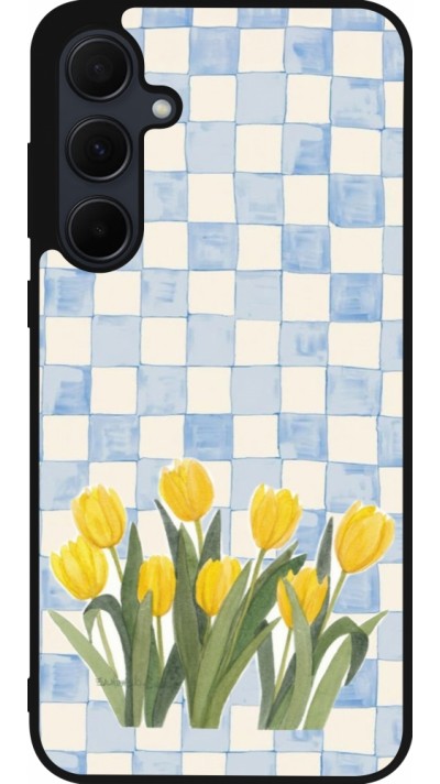 Coque Samsung Galaxy A35 5G - Silicone rigide noir Blue vichy tulips 2026