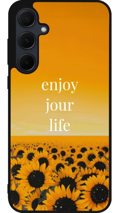 Coque Samsung Galaxy A35 5G - Silicone rigide noir Summer 2025 Enjoy your life