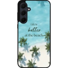 Coque Samsung Galaxy A35 5G - Silicone rigide noir Summer 2025 Life is better at the beach