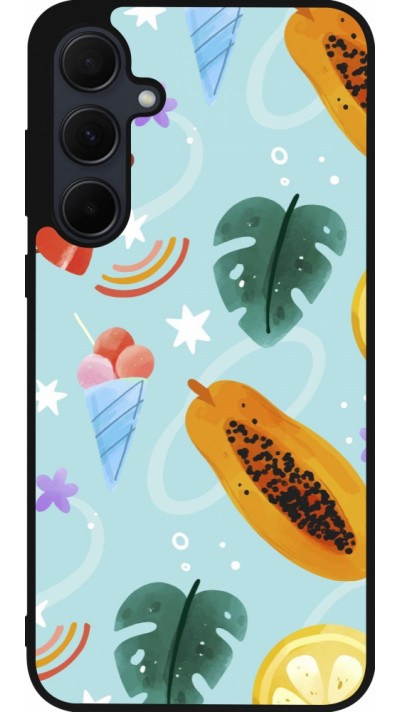 Coque Samsung Galaxy A35 5G - Silicone rigide noir Summer 2025 Pattern papaya