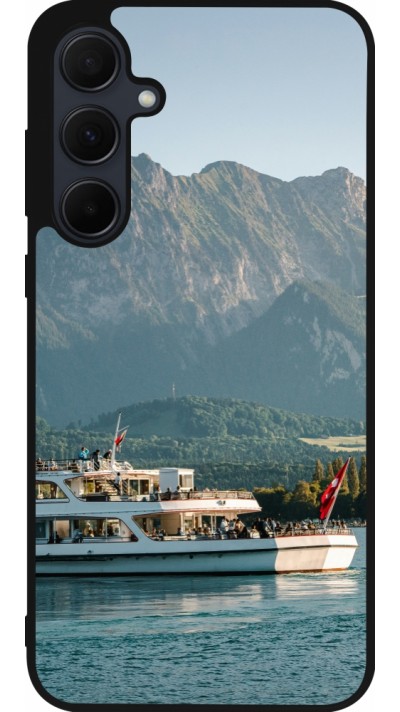Samsung Galaxy A35 5G Case Hülle - Silikon schwarz  Nationalfeiertag Schweiz Bateau Leman