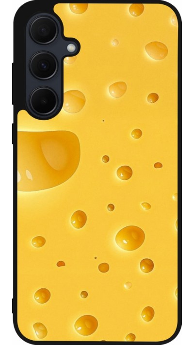 Samsung Galaxy A35 5G Case Hülle - Silikon schwarz  Nationalfeiertag Schweiz Cheese