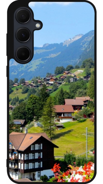 Samsung Galaxy A35 5G Case Hülle - Silikon schwarz  Nationalfeiertag Schweiz Landschaft
