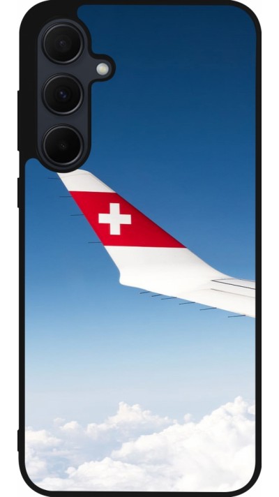 Samsung Galaxy A35 5G Case Hülle - Silikon schwarz  Schweizer Nationalfeiertag Sky Swiss Flag