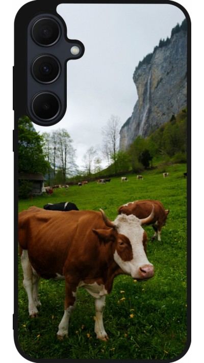 Samsung Galaxy A35 5G Case Hülle - Silikon schwarz  Nationalfeiertag Schweiz Kühe