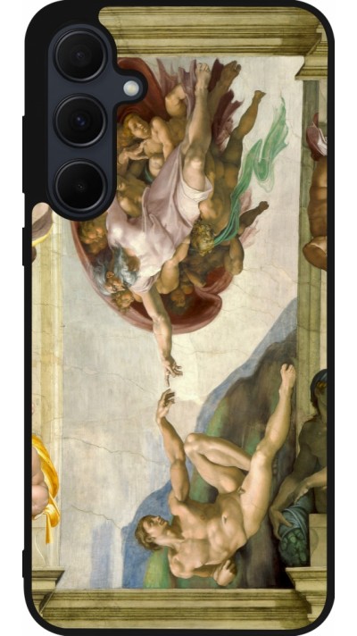 Coque Samsung Galaxy A35 5G - Silicone rigide noir Tableau art - La Création d’Adam - Michel-Ange
