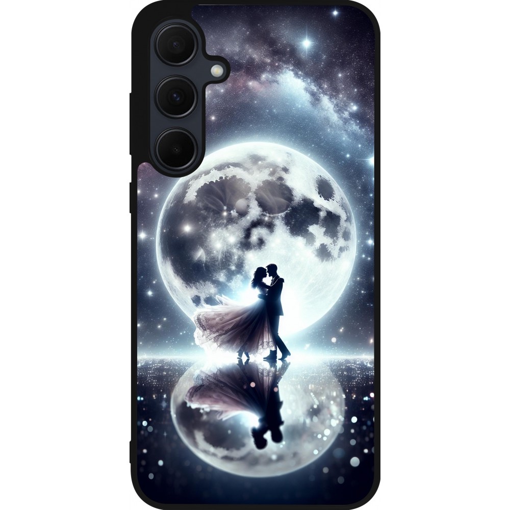 Samsung Galaxy A35 5G Case Hülle - Silikon schwarz Valentin 2024 Liebe unter dem Mond