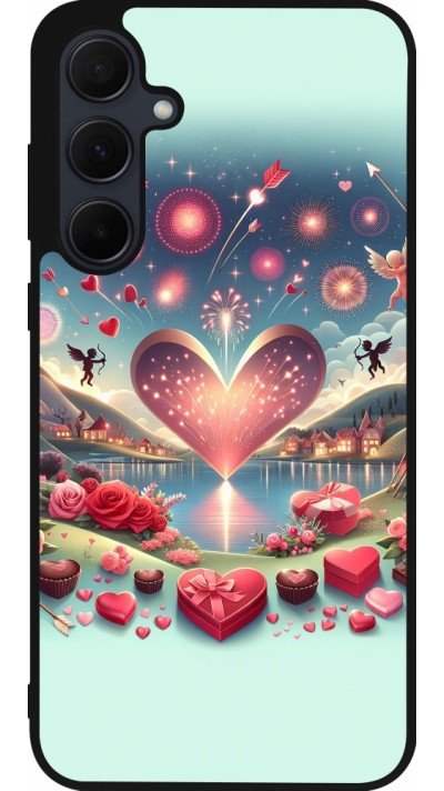 Coque Samsung Galaxy A35 5G - Silicone rigide noir Valentine 2025 Chic