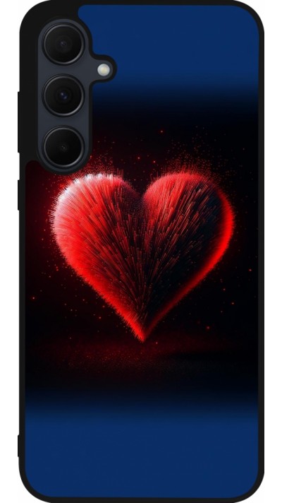 Coque Samsung Galaxy A35 5G - Silicone rigide noir Valentine 2025 coeur rouge