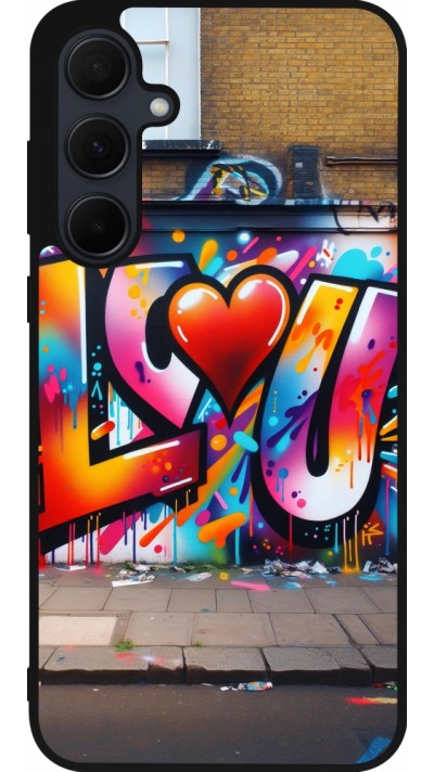 Coque Samsung Galaxy A35 5G - Silicone rigide noir Valentine 2025 Love U Tag