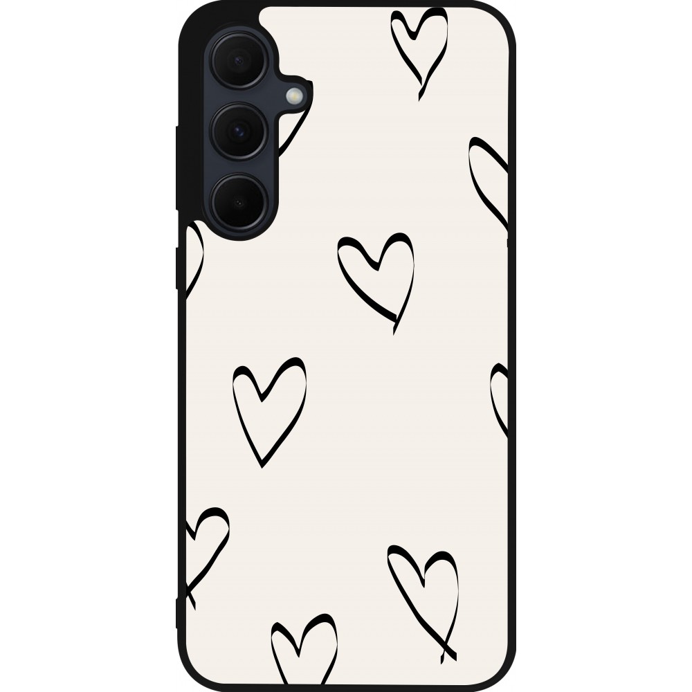 Samsung Galaxy A35 5G Case Hülle - Silikon schwarz Valentine 2023 minimalist hearts