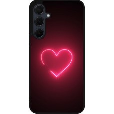 Coque Samsung Galaxy A35 5G - Silicone rigide noir Valentine 2023 single neon heart