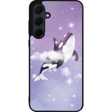 Coque Samsung Galaxy A35 5G - Silicone rigide noir Whale in sparking stars