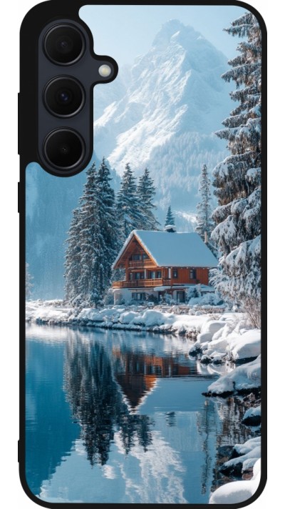 Coque Samsung Galaxy A35 5G - Silicone rigide noir Winter 25 Winter house forest day