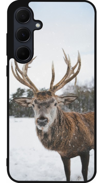 Coque Samsung Galaxy A35 5G - Silicone rigide noir Winter 25 Winter reindeer