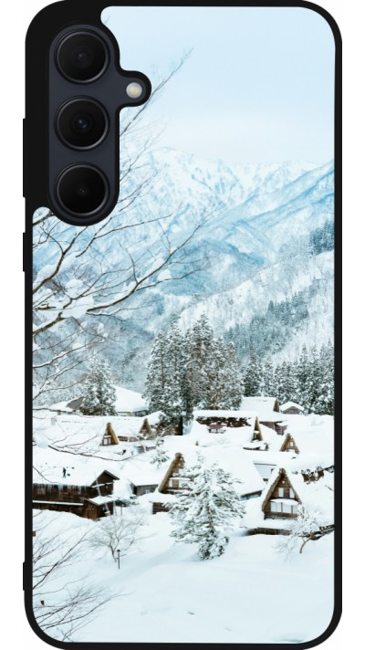 Coque Samsung Galaxy A35 5G - Silicone rigide noir Winter 25 Winter snowy landscape