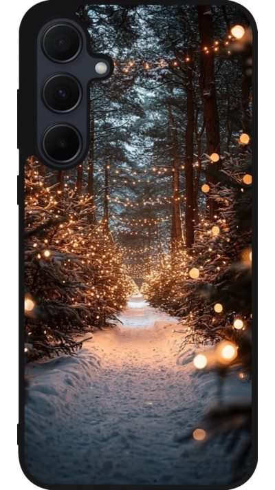 Coque Samsung Galaxy A35 5G - Silicone rigide noir Winter 25 Winter snowy road