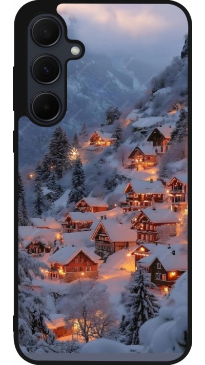 Coque Samsung Galaxy A35 5G - Silicone rigide noir Winter 25 Winter snowy village
