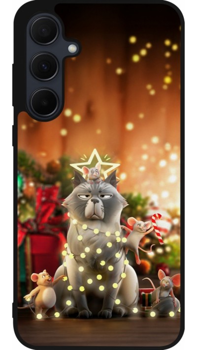 Samsung Galaxy A36 Case Hülle - Silikon schwarz Christmas 25 Xmas Cat