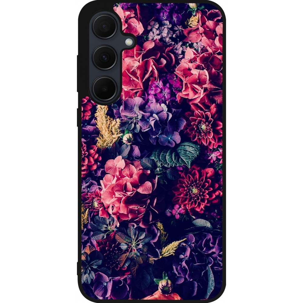 Coque Samsung Galaxy A36 - Silicone rigide noir Flowers Dark