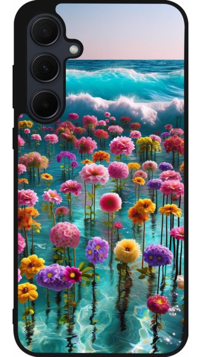 Coque Samsung Galaxy A36 - Silicone rigide noir Flower sea waves