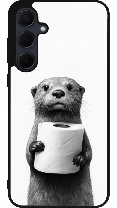 Coque Samsung Galaxy A36 - Silicone rigide noir Loutre papier de toilette