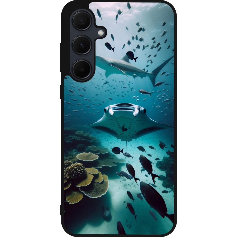 Coque Samsung Galaxy A36 - Silicone rigide noir Manta Lagon Nettoyage