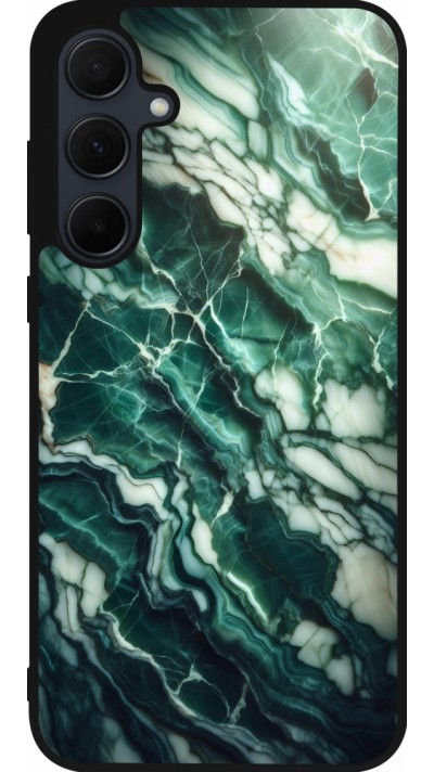 Coque Samsung Galaxy A36 - Silicone rigide noir Marbre vert majestueux