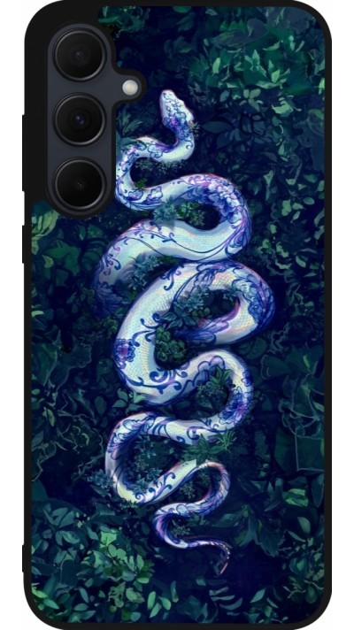 Coque Samsung Galaxy A36 - Silicone rigide noir Serpent Blue Anaconda
