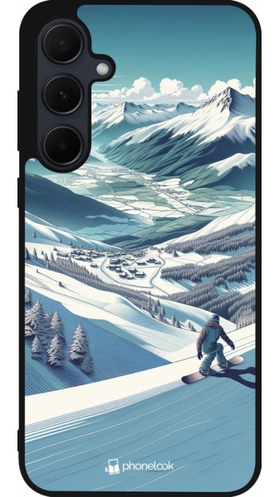 Coque Samsung Galaxy A36 - Silicone rigide noir Snowboarder Montagne