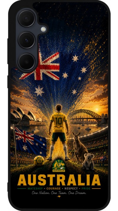 Coque Samsung Galaxy A36 - Silicone rigide noir Football Australie splash 2026