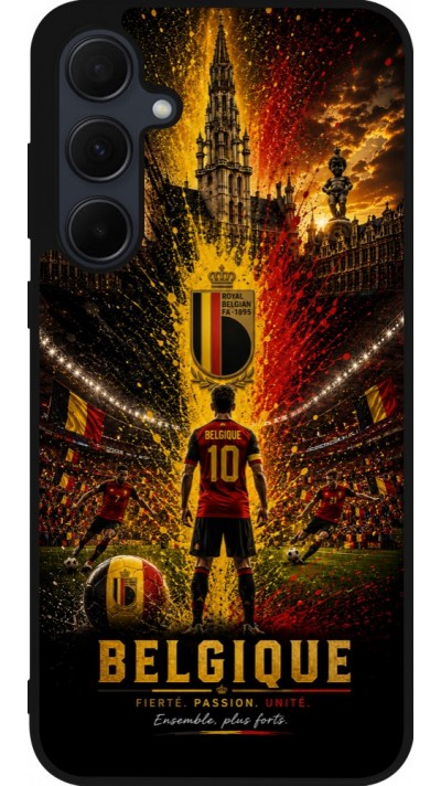 Coque Samsung Galaxy A36 - Silicone rigide noir Football Belgique splash 2026