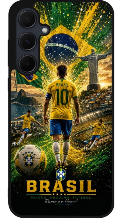 Coque Samsung Galaxy A36 - Silicone rigide noir Football Brésil splash 2026