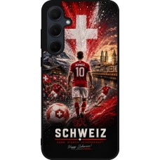 Coque Samsung Galaxy A36 - Silicone rigide noir Football Schweiz splash 2026