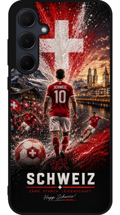 Coque Samsung Galaxy A36 - Silicone rigide noir Football Schweiz splash 2026