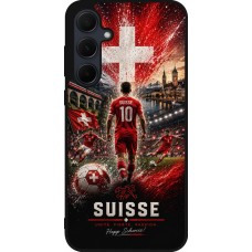 Coque Samsung Galaxy A36 - Silicone rigide noir Football Suisse splash 2026
