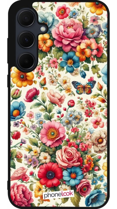 Coque Samsung Galaxy A36 - Silicone rigide noir Spring 25 printemps fleuri