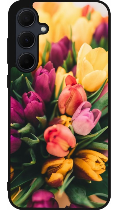Samsung Galaxy A36 Case Hülle - Silikon schwarz Bouquet of tulips Spring 2026