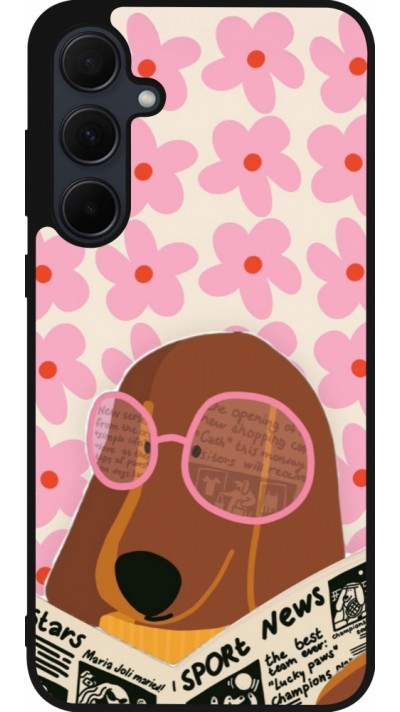 Samsung Galaxy A36 Case Hülle - Silikon schwarz Dog with newspaper Spring 2026