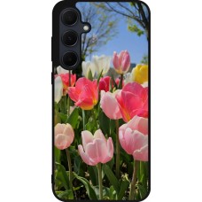 Coque Samsung Galaxy A36 - Silicone rigide noir Tulips Spring 2026