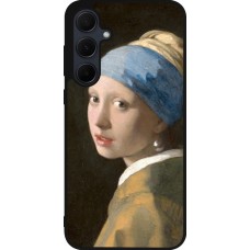 Coque Samsung Galaxy A36 - Silicone rigide noir Tableau art - La Jeune fille à la perle - Johannes Vermeer