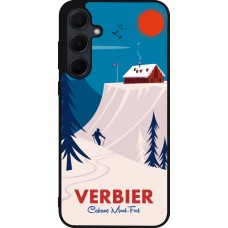 Coque Samsung Galaxy A36 - Silicone rigide noir Verbier Cabane Mont-Fort