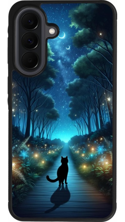 Samsung Galaxy A37 Case Hülle - Silikon schwarz Schwarze Katze Spaziergang