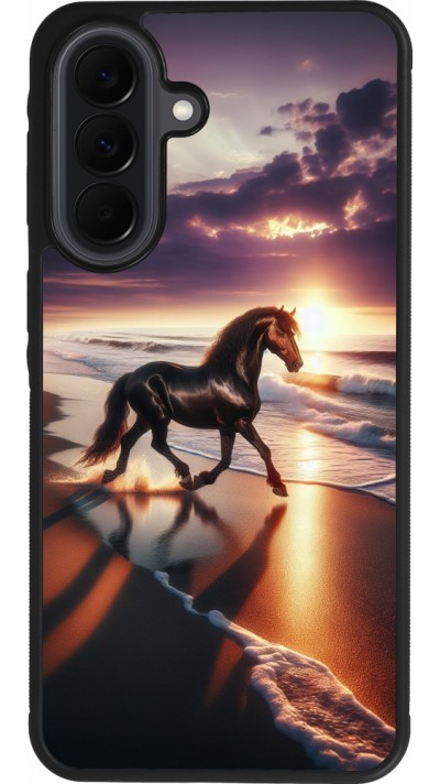 Samsung Galaxy A37 Case Hülle - Silikon schwarz Pferd majestätisch Strand